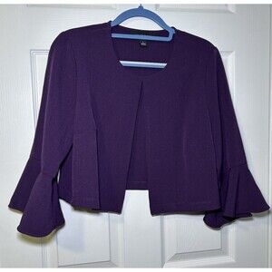 Perceptions Women’s Long Bell Sleeve Half Jacket Eggplant Size Large NWOT